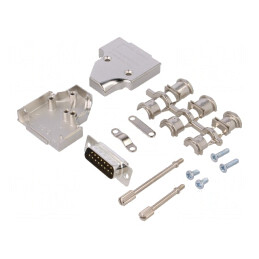 Conector D-Sub 15-Pini Mufă Tată Neagră pentru Lipire Pe Cablu | Electronic-mag.ro | Componente Electronice