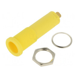 Soclu Banană 4mm Galben Aurit 16A 6000V | Electronic-mag.ro | Componente Electronice