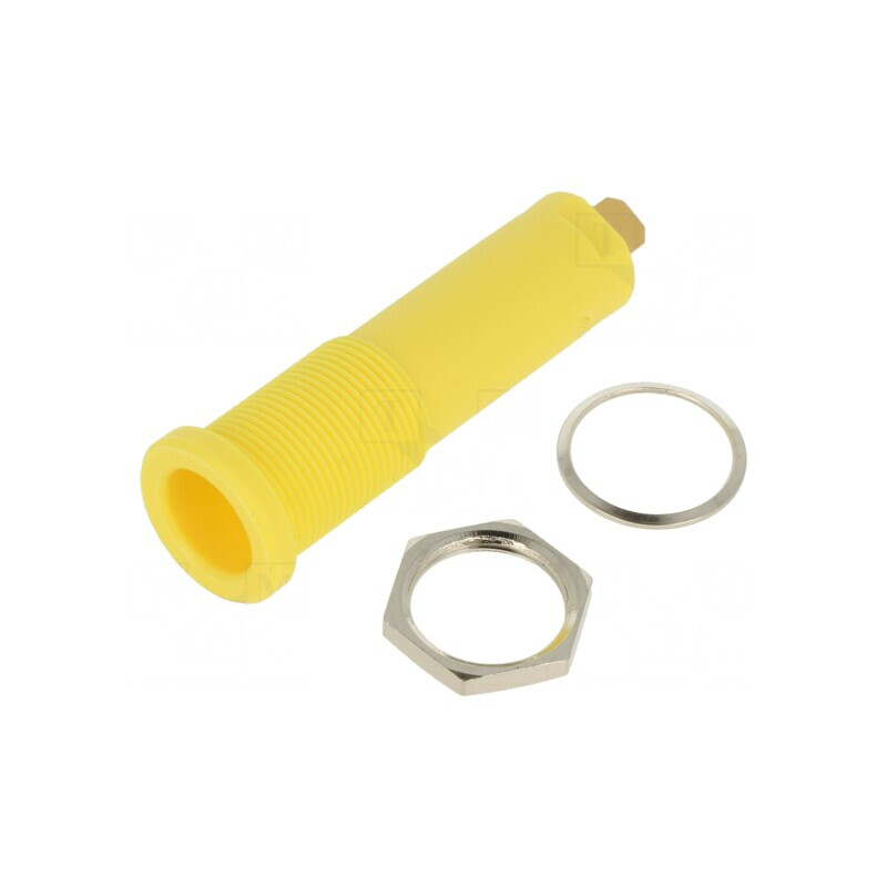 Soclu Banană 4mm Galben Aurit 16A 6000V | Electronic-mag.ro | Componente Electronice