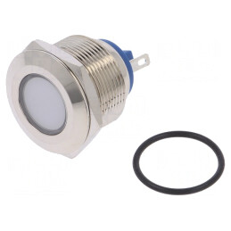 Lampă de control LED plată albă 24V Ø22mm alamă | Electronic-mag.ro | Componente Electronice