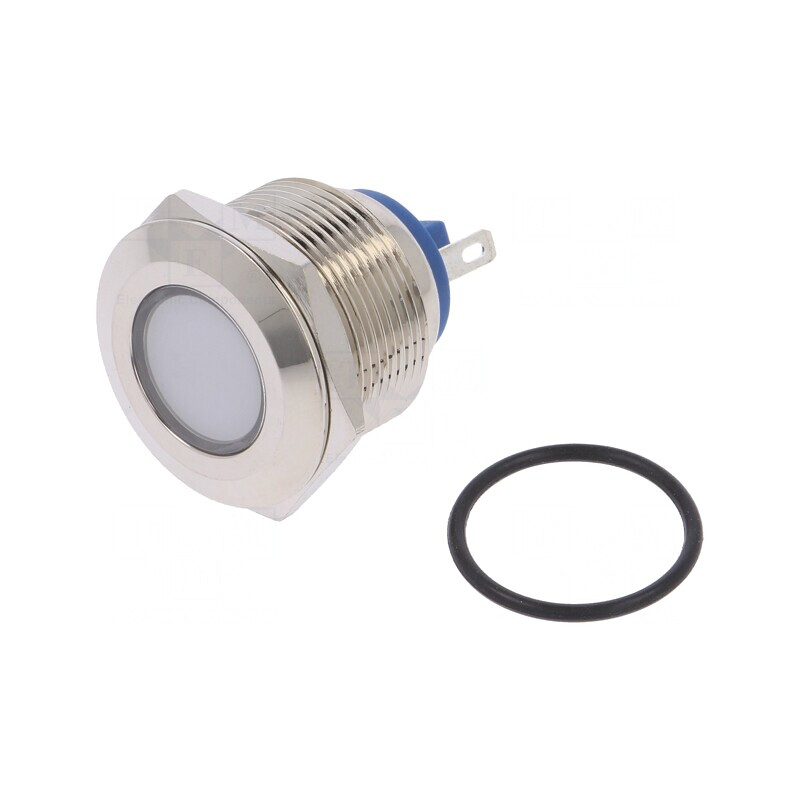 Lampă de control LED plată albă 24V Ø22mm alamă | Electronic-mag.ro | Componente Electronice