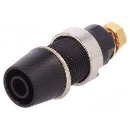 Soclu Banană 4mm 32A 1kV Negru Aurit cu Izolație | Electronic-mag.ro | Componente Electronice
