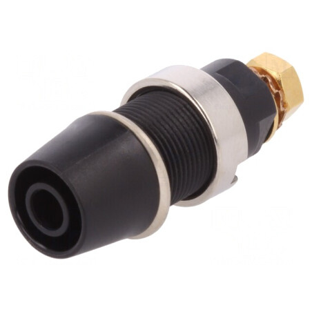 Soclu Banană 4mm 32A 1kV Negru Aurit cu Izolație | Electronic-mag.ro | Componente Electronice