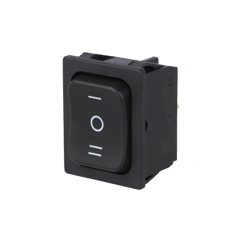 Comutator Rocker DP3T ON-OFF-ON 6A 250V Negru IP40 | Electronic-mag.ro | Componente Electronice
