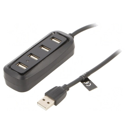 Hub USB 2.0 Negru cu 4 Porturi 480Mbps | Electronic-mag.ro | Componente Electronice