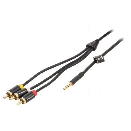 Cablu Jack 3,5mm la RCA x3 1,5m Aurit Negru | Electronic-mag.ro | Componente Electronice