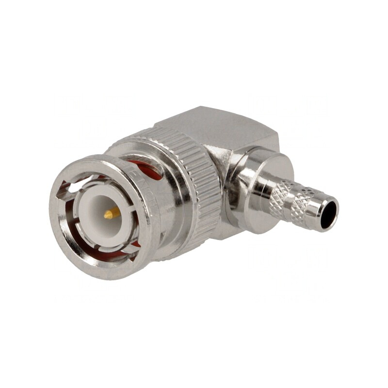 Mufă BNC tată unghi 90° 50Ω crimpat aurit | Electronic-mag.ro | Componente Electronice