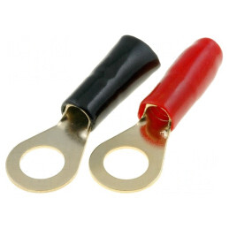 Terminal Inelar M8 16mm2 Aurit Izolat Negru/Roșu 20 Bucăți | Electronic-mag.ro | Componente Electronice
