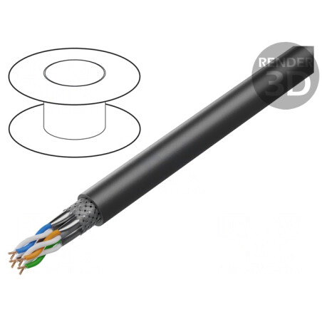 Cablu HELUKAT 600 S/FTP Cat7e 23AWG PVC Negru | Electronic-mag.ro | Componente Electronice
