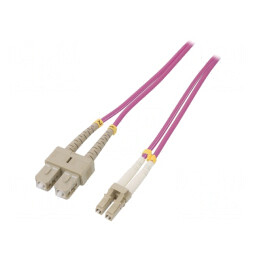 Patch cord fibră OM4 LC/UPC-SC/UPC 2m roz 3mm | Electronic-mag.ro | Componente Electronice