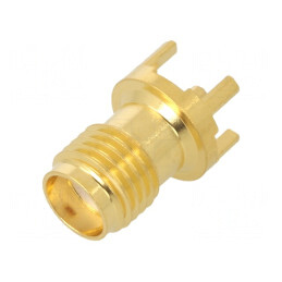 Soclu SMA Mamă Drept 50Ω THT PCB PTFE Auriu | Electronic-mag.ro | Componente Electronice