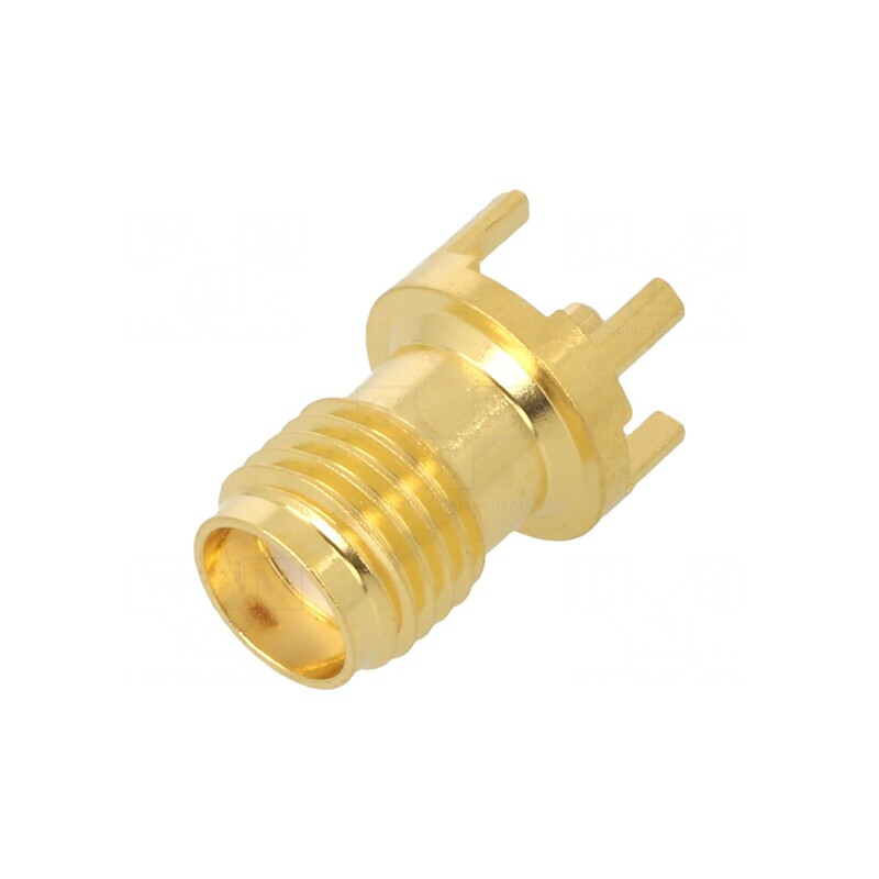 Soclu SMA Mamă Drept 50Ω THT PCB PTFE Auriu | Electronic-mag.ro | Componente Electronice
