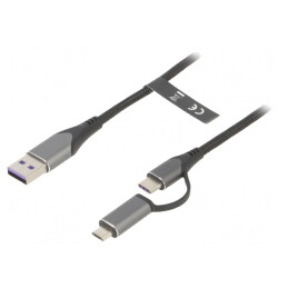 Cablu USB 2.0 1m 5A cu Mufe A, Micro B și C | Electronic-mag.ro | Componente Electronice