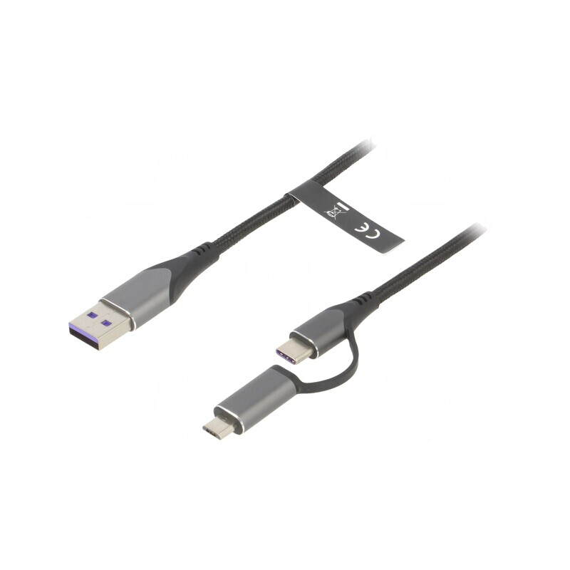Cablu USB 2.0 1m 5A cu Mufe A, Micro B și C | Electronic-mag.ro | Componente Electronice
