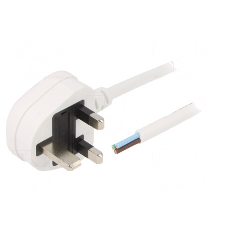 Cablu de Alimentare 3x1mm2 PVC 3m Alb 13A | Electronic-mag.ro | Componente Electronice