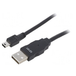 Cablu USB A la Mini-B 1.0M Negru | Electronic-mag.ro | Componente Electronice
