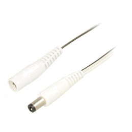 Cablu Alimentare DC Alb 3m 2x0,5mm2 Mufă-Soclu 5,5/2,1 | Electronic-mag.ro | Componente Electronice