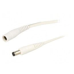 Cablu Alb 3m 2x0,5mm2 cu Mufă și Soclu DC 5,5/2,5 | Electronic-mag.ro | Componente Electronice