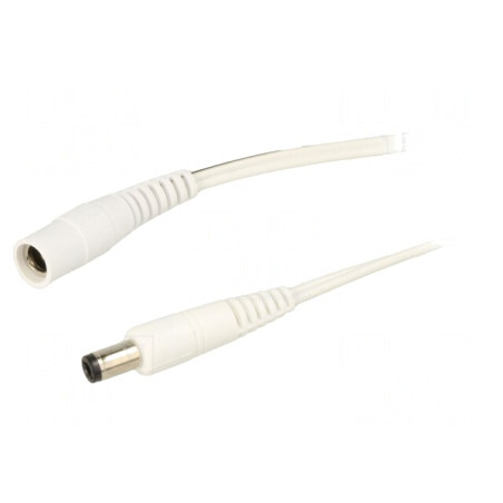 Cablu Alb 3m 2x0,5mm2 cu Mufă și Soclu DC 5,5/2,5 | Electronic-mag.ro | Componente Electronice
