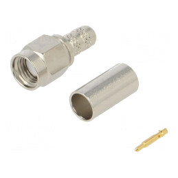 Mufă SMA Tată Drept 50Ω Aurit pentru Lipire și Crimpare PTFE | Electronic-mag.ro | Componente Electronice