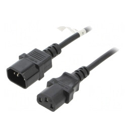 Cablu Alimentare IEC C13 C14 2m Negru | Electronic-mag.ro | Componente Electronice