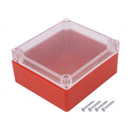 Carcasă universală ABS roșu cu garnitură 115x125x58 mm | Electronic-mag.ro | Componente Electronice