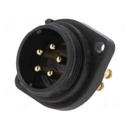 Soclu SP21 Tată 5 PIN IP68 10A 500V Terminal Șurub | Electronic-mag.ro | Componente Electronice