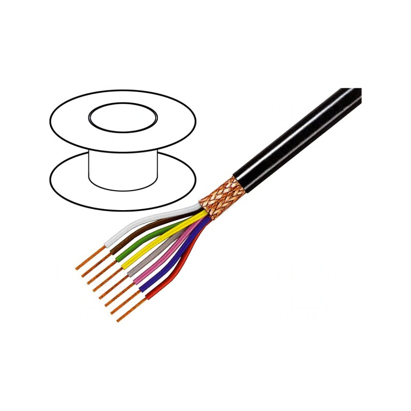 Cablu Ecranat 8x0,5mm2 Cupru Negru | Electronic-mag.ro | Componente Electronice