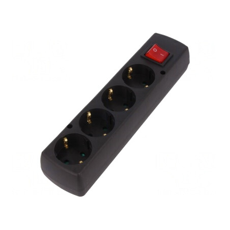 Conector Alimentare AC Mamă Splitter 2P PE 250VAC 16A Negru | Electronic-mag.ro | Componente Electronice