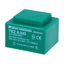 Transformator Încapsulat 6VA 230V 9V PCB | Electronic-mag.ro | Componente Electronice