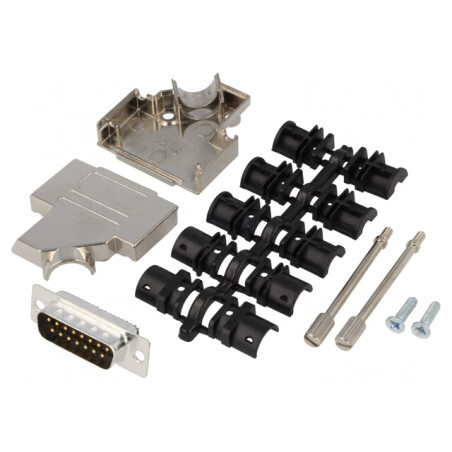 Conector D-Sub 15-Pini Mufă Tată Neagră pentru Lipire pe Cablu | Electronic-mag.ro | Componente Electronice