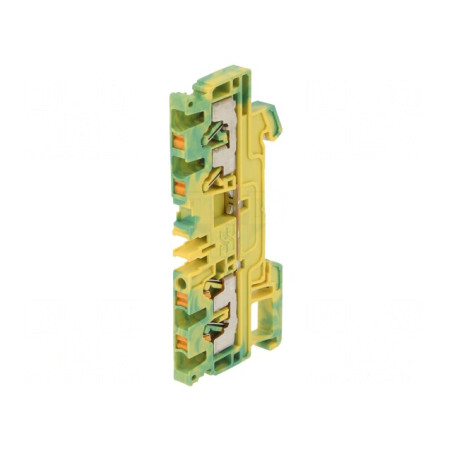 Conector Șine 2,5mm2 4 Borne Galben-Verde | Electronic-mag.ro | Componente Electronice