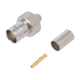 Mufă BNC mamă 75Ω crimpată pentru cablu Belden KX6A RG59B/U | Electronic-mag.ro | Componente Electronice