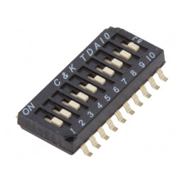 Comutator DIP-SWITCH 10 Secțiuni OFF-ON 0.025A 24VDC | Electronic-mag.ro | Componente Electronice