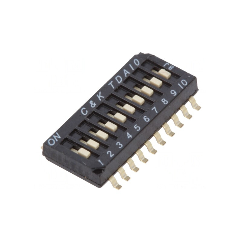 Comutator DIP-SWITCH 10 Secțiuni OFF-ON 0.025A 24VDC | Electronic-mag.ro | Componente Electronice