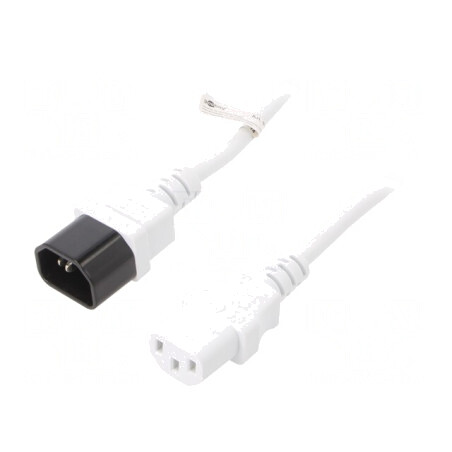 Cablu Alimentare IEC C13 C14 PVC Alb 2m 10A 250V | Electronic-mag.ro | Componente Electronice