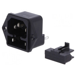 Conector alimentare AC soclu tată 10A 250VAC IEC 60320 | Electronic-mag.ro | Componente Electronice