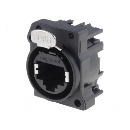 Soclu RJ45 XLRnet Cat5e cu buton 90° | Electronic-mag.ro | Componente Electronice
