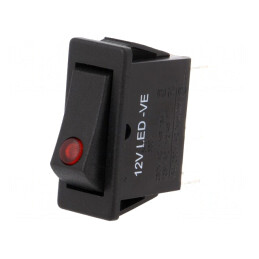 Rocker Switch ON-OFF 12A 250VAC Black with LED | Electronic-mag.ro | Componente Electronice