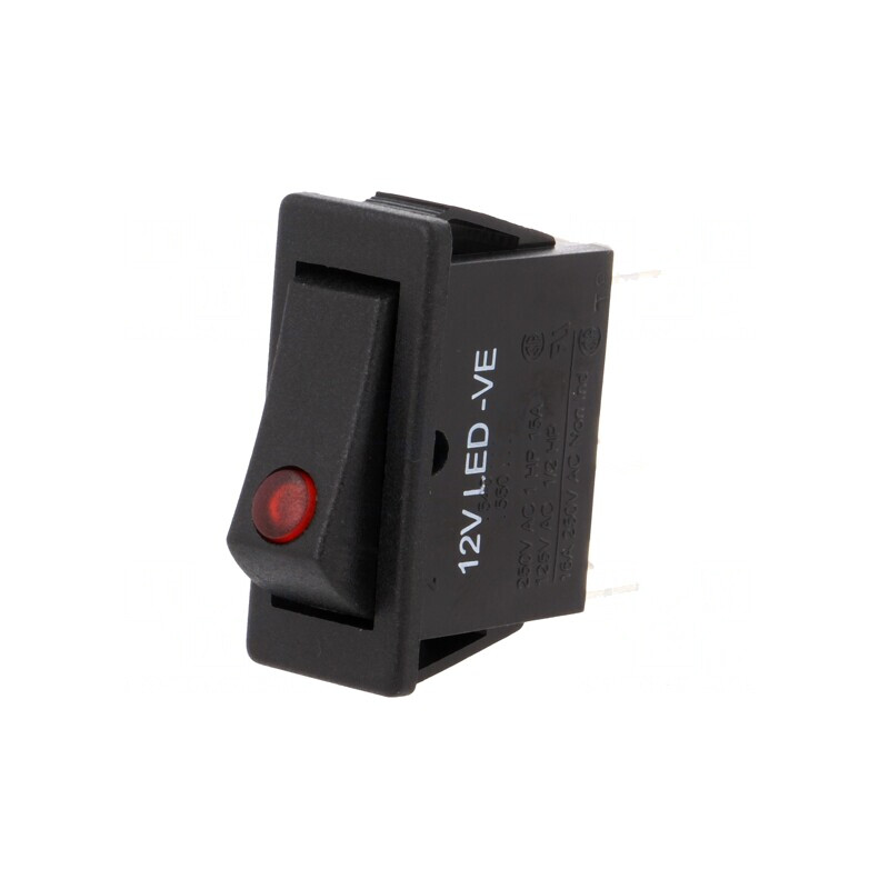 Rocker Switch ON-OFF 12A 250VAC Black with LED | Electronic-mag.ro | Componente Electronice