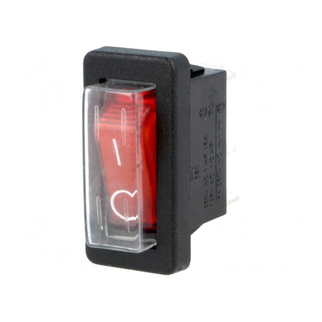 Comutator Rocker ON-OFF 16A 250VAC Lumină Roșie Neon | Electronic-mag.ro | Componente Electronice