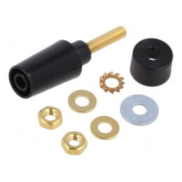 Soclu Banană 4mm Negru Aurit cu Izolație 32A 1kV | Electronic-mag.ro | Componente Electronice