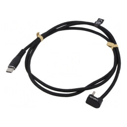 Cablu USB-C la USB-C unghi 1m negru 60W 3A | Electronic-mag.ro | Componente Electronice