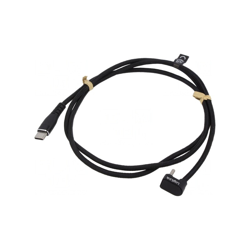 Cablu USB-C la USB-C unghi 1m negru 60W 3A | Electronic-mag.ro | Componente Electronice