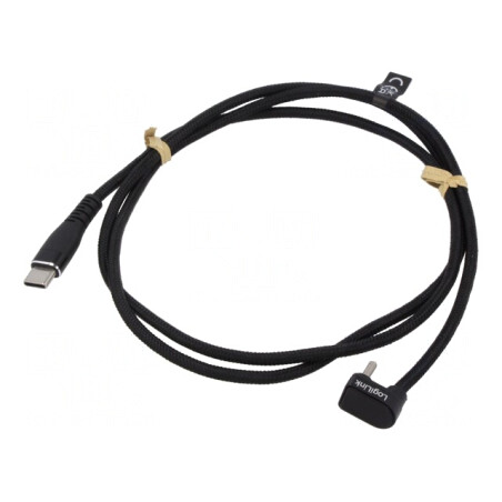 Cablu USB-C la USB-C unghi 1m negru 60W 3A | Electronic-mag.ro | Componente Electronice