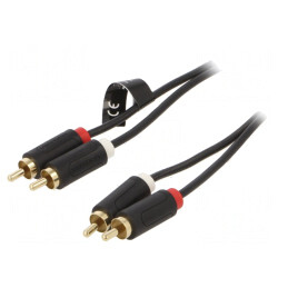 Cablu RCA 2x Mufe Aurite 5m Negru