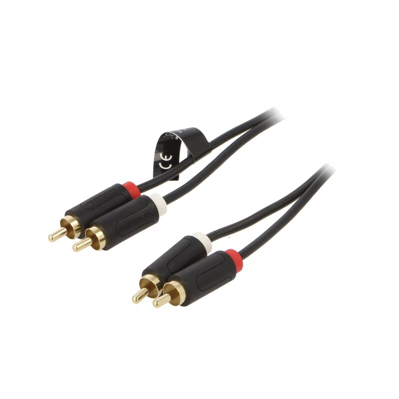 Cablu RCA 2x Mufe Aurite 5m Negru | Electronic-mag.ro | Componente Electronice