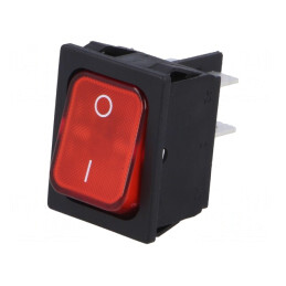 Comutator Rocker DPST ON-OFF 10A 250V Roșu IP40 230V | Electronic-mag.ro | Componente Electronice