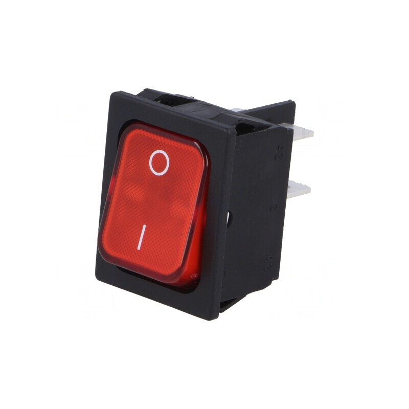 Comutator Rocker DPST ON-OFF 10A 250V Roșu IP40 230V | Electronic-mag.ro | Componente Electronice