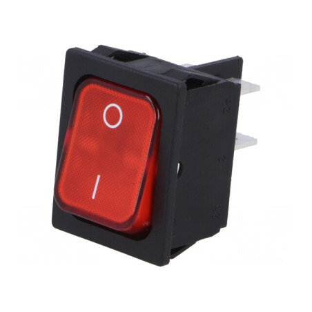 Comutator Rocker DPST ON-OFF 10A 250V Roșu IP40 230V | Electronic-mag.ro | Componente Electronice